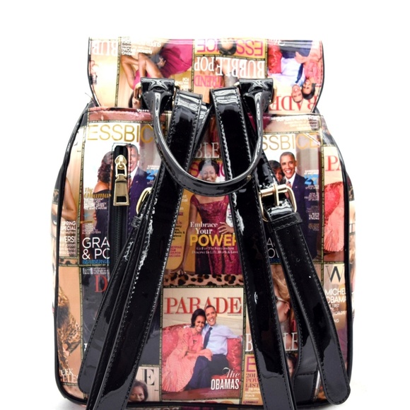 Obama\'s Patent Leather Magazine Print Bag Set main image 4